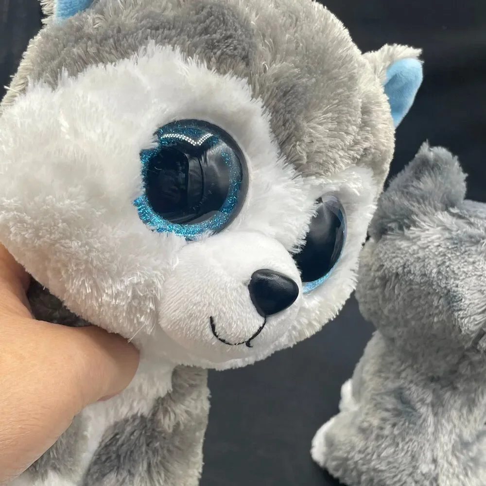 Ty Beanie Boo Plush Husky Stuffed Animals SLUSH x2 Medium & Small Set 2pc